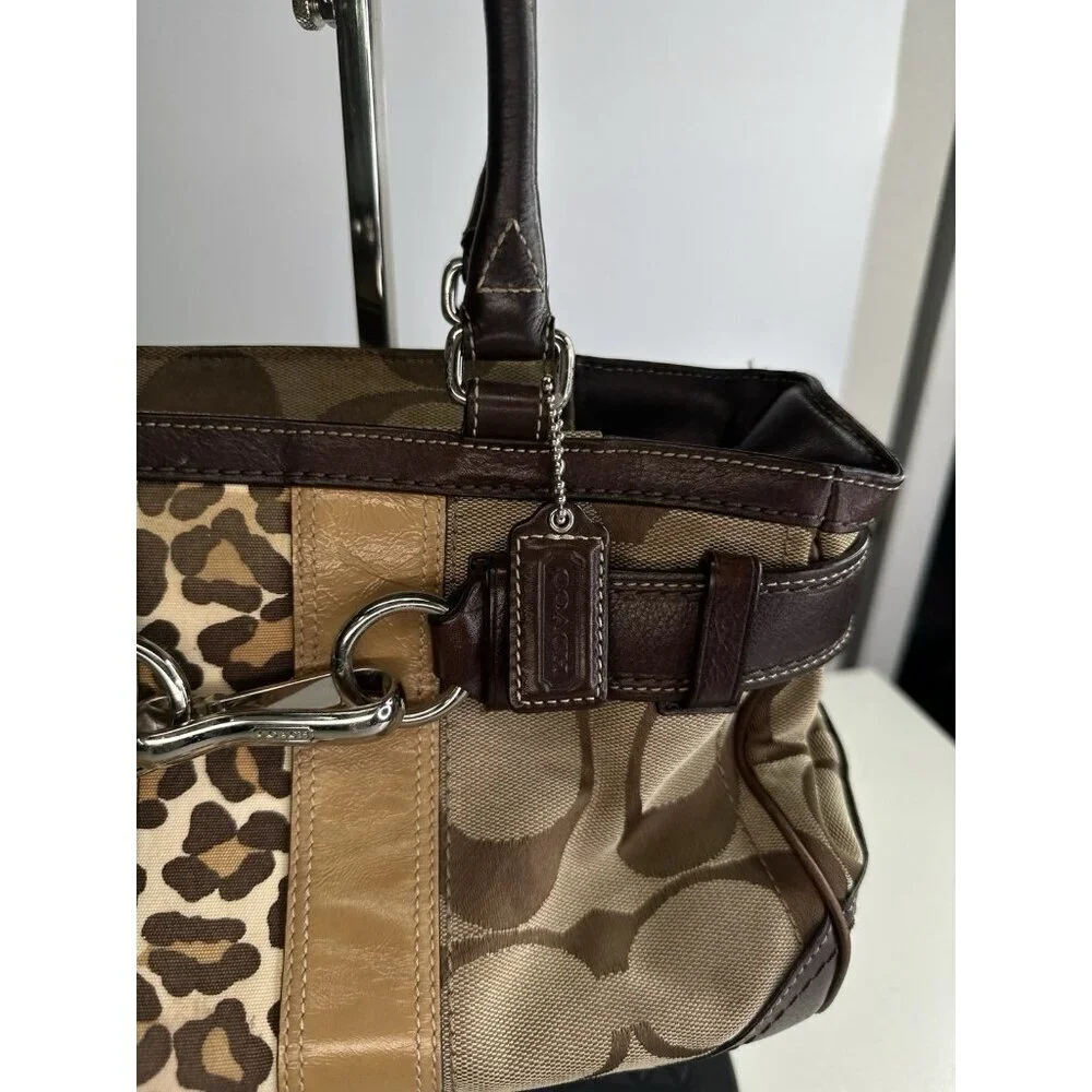 COACH Hampton Logo Stripe Carryall Satchel Handbag Purse  Card Wallet F13072 - Picture 2 of 10